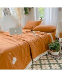 2025 new water washing cotton and hemp Doudou pure color summer is four -piece set