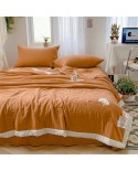 2025 new water washing cotton and hemp Doudou pure color summer is four -piece set