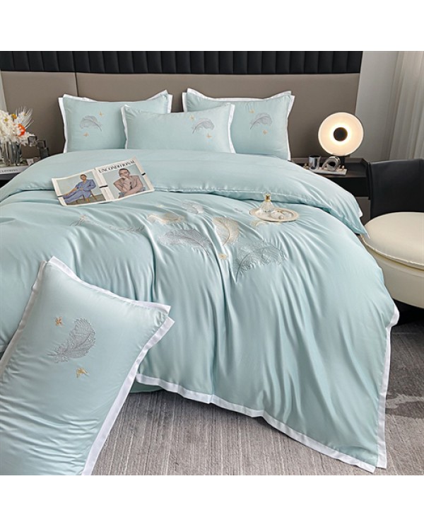 2025 New 60s Washing True Silk Cooling Ice Silk Embroidery Broken Crane Four-piece Set-Yuzhi Love
