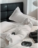 2025 new super five -star hotel pure white 100 tribute satin bed single four -piece bed product hotel cloth grass