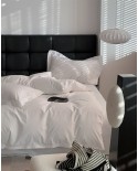 2025 new super five -star hotel pure white 100 tribute satin bed single four -piece bed product hotel cloth grass