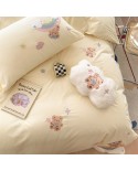 2025 New Washing Cotton Embroidery Four-piece Set-Rainbow Bear