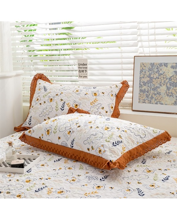 2025 new water washing cotton and hemp double -layer gauze bed lid single -piece bed cover three -piece set