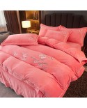 2025 new milk velvet embroidery four -piece set of ten miles of spring breeze series sheet sheet four -piece set