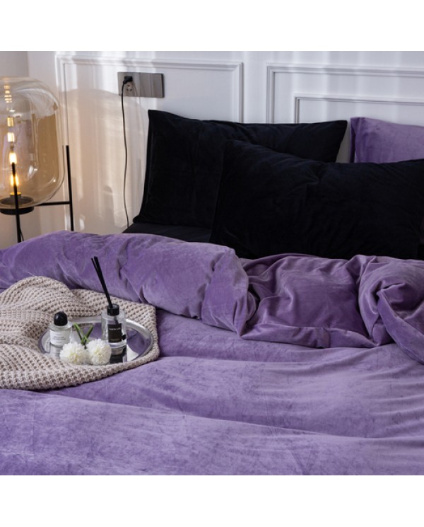Autumn and winter of 2024 new high -grams heavy velvet crystal velvet mix and match series four -piece set