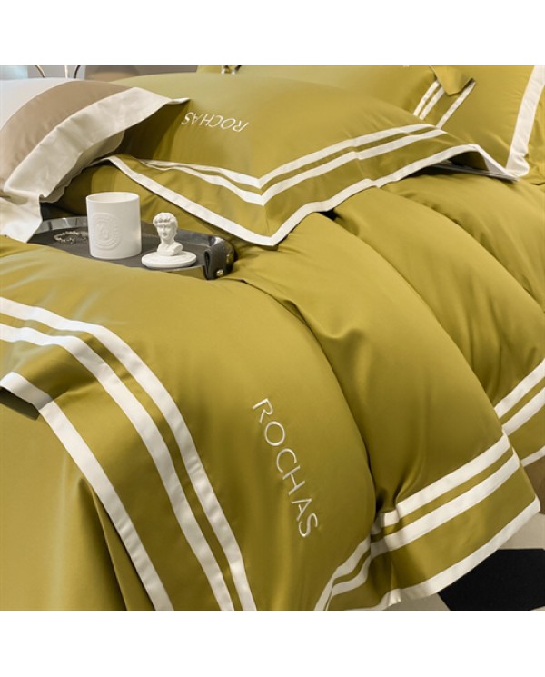 2025 new 100 light luxury whole cotton wide edge embroidery four -piece set