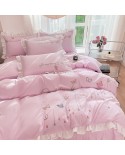 2025 New all -cotton lotus leaf embroidery four -piece butterfly series of bed single bed skirt beds, four -piece set butterfly Xi