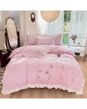 2025 New all -cotton lotus leaf embroidery four -piece butterfly series of bed single bed skirt beds, four -piece set butterfly Xi