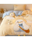 2025 Autumn and winter new high -end high -end gas full of cute three -dimensional embroidered milk velvet series 1.2M bed single three -piece set