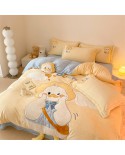 2025 Autumn and winter new high -end high -end gas full of cute three -dimensional embroidered milk velvet series 1.2M bed single three -piece set
